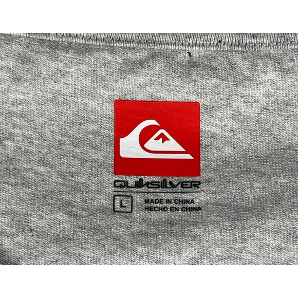 Quiksilver Mens Large T-Shirt Kauai Heather Gray Logo Print Cotton Crew Neck - Picture 9 of 15